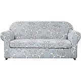 CXYKN Bedruckter Couchbezug, 1 Stück weicher Universal-Sofabezug, rutschfest, waschbar, Sofabezug für Wohnzimmer, Grau, 182,9–233,9 cm