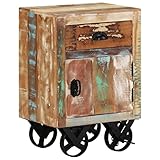lvssiao Beistelltisch für Schlafzimmer, Nachttisch mit Rollen, aus recyceltem Massivholz, 40 x 30 x 57 cm, Nachttische für Wohnzimmer, Wohnzimmer, Schlafzimmer