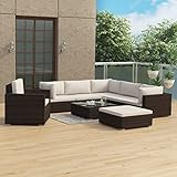 CIADAZ 8-TLG. Garten-Lounge-Set mit Auflagen, Lounge Gartenmöbel Set, Terassenmöbel Wetterfest, Gartenlounge, Balkon Möbel, Garten Loungemöbel Set, Garten Sitzgruppe, Poly Rattan Braun