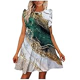 Kleider Damen Sexy, Partykleid Damen Charme Drucken Dresses for Women Strandkleid Damen Kleider Elegant Festlich T Shirt Kleid Damen Freizeit Abendkleid Damen Damen Bekleidung Green 3XL
