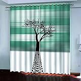 SAKKAI Verdunklungsvorhänge 3D Abstrakter Schwarzer Baum Digitaldruck Ösenvorhang 2Er Set 150X160cm (Hxb) Verdunkelungsvorhang Thermo Vorhang Blickdicht Gardinen Wohnzimmer Schlafzimmer Kinderzimmer