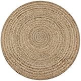 vidaXL Teppich Handgefertigt Jute Geflochten 90cm Rund Wohnzimmerteppich