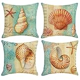 QUINTRA Polyester-gewichteter Sofakissenbezug mit Reißverschluss-Digitaldruck-Wurfkissen-Sets für Couch Seide Kissen (Khaki, One Size)