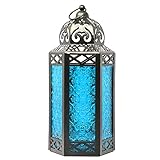 Marokkanische Laterne, dekorativer Kerzenhalter für Heimdekoration, groß, Blau