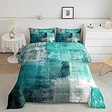 Erosebridal Blaugrünes Bettwäsche-Set für Kinder, Jungen und Mädchen, Mitte des Jahrhunderts, Bettwäsche-Set für Doppelbett, Ölgemälde, Bettdeckenbezug mit 1 Kissenbezug, Schlafzimmerdekoration