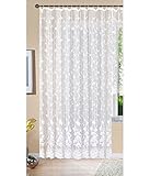 Gardine Store Langstore Jacquard Koblenz HxB 245x450 cm Kräuselband Universalband Weiß Blumenmuster Transparent Voile Vorhang Wohnzimmer