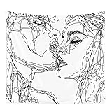 Proumhang Schädel-Tapisserie Der küssende Liebhaber-Tapisserie Wandbehang Schwarz und weiß Home Decor Wandteppiche Wandkunst für Zimmer 75cm*100cm