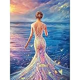 DIY Diamant Painting Bilder,5D Diamond Painting,Strass Leinwand Kreuzstich Stickerei Malen nach Zahlen Diamond Art Painting für Schlafzimmer Büro Wand Dekoration Frau Buntes Round drill,50x70cm