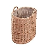 e-wicker24 Vollweidener Kaminkorb, Kaminkorb aus Weide, naturfarbiger Weidenkorb für Kaminholz, Kaminkorb mit Tragegriffen, Spielzeugkasten