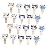 Zerodeko 30 Stück Kleine Farbige Wäscheklammern Aus Holz Zum Basteln Tischdekoration Memo-Clip-Halter Foto-Wand-Clip Holz-Bild-Dekor-Clip Katze DIY-Bild-Clips Wand-Foto-Clips