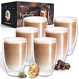 Fresh Master Latte Macchiato Gläser - Barista Premium Qualität für besten Genuss - 400 ml Thermo Glas Tassen Set doppelwandig I doppelwandige Kaffeegläser 6x400ml