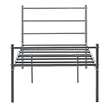 FetiNes Einzelbett Gästebett Metallbett, Modern Jugendbett Bettgestelle Bettrahmen mit Lattenrost für Schlafzimmer Gästezimmer Bett In Grau 90 x 200 cm