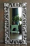 Naturesco Edler Wandspiegel Barockspiegel Spiegel Barock Rokoko Holzrahmen handgefertigt Silber antik 127cm x 70cm