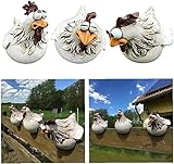 Clip Ladders Hen Pastoral Chicken Garden Decoration Chicken Decoration Resin Ornaments Garden Beautiful Chicken Statue Decoration Fences Wooden Posts Chicken Crafts on Wooden Ladders ( Color : A-3PCS