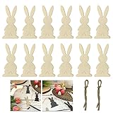 Oblique Unique® Holz Hasen Anhänger 12er Set zum Aufhängen Hängedeko Häschen für Osterstrauß Deko Dekoration aus Echtholz für Ostern zum Basteln und Bemalen
