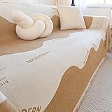 Homxi Sofa Überzug 4 Sitzer Big Sofa,180x420CM,Couch Überzug Wellenmuster Überwürfe für Sofa Chenille Sofa Handtuch Khaki Sofahusse Universal