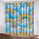 GSKOQD Vorhänge Blickdicht Wohnzimmer Gardinen Verdunkelungsvorhang Schlafzimmer Kinderzimmer Thermovorhang 3D Digitaldruck Cartoon-Regenbogenwolke Ösenschal 2Er Set - 280X260Cm (B X H)