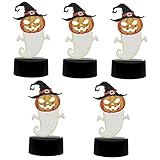 ABOOFAN 5 Stück Lampe Außenlaterne Esszimmer Tischdekoration LED Deko Kaminlaterne Halloween Tischleuchte Halloween Party Laterne Acryl Halloween Raumdekoration Kürbis
