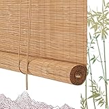 Bambus-Rollos für Fenster, Retro-Raffrollo, natürliches Holzrollo, Verdunkelungsrollo, Sonnenschutz und Sichtschutzrollo, dekorativer Vorhang, für Teehaus/Restaurant/Garten/Balkon (W