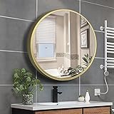 Spiegel rund schwarz,wandspiegel,Spiegel Aesthetic, ohne Beleuchtung Rund Spiegel Schwarz Metallrahmen Wandspiegel,Rund Spiegel im Rahmen,Moderner Design Schminkspiegel für Badezimmer. (Color : Gold