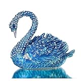 REPWEY Blauer Schwan, Schmuckkästchen, Erinnerungsbox, Ornament, Kristalle, aufklappbare Figur, Sammlerstück, Ringhalter mit Schmucksteinen, Hochzeit