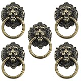 Housoutil Türklopfer Löwenkopf Retro L?wenkopf Türklopfer: 5 Stücke Vintage Legierung L?Wen Türgriff Tigerkopf Vordere Türgriff Knopf Bronze für Home Gate Pull Griffe Ringe