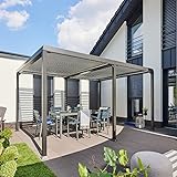 Home Deluxe - Lamellenpavillon - Cannes, Maße: 400 x 303 x 223 cm, inkl. Handkurbel, Gestell: Aluminium I Terrassenüberdachung Pergola Sonnenschutz