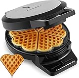 MONXOOK klassisches Herzwaffeln, Elektrisches Waffeleisen mit Antihaftbeschichtung,1000 W Waffelmaker, Einstellbare Temperaturregelung, Edelstahl