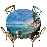 Luunins Runde Tischdecke, Vinyl, See, Coastal Tropical Tahoe D36, für Babyparty