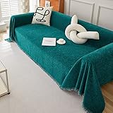 Homxi 3 Sitzer Couchbezug,Sofabezug Universal Einfarbig Überzug Sofa Chenille Handtuch Sofa Grün Sofa Überzug 180x260CM