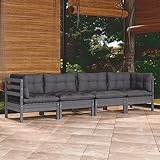 Camerina 4-TLG. Garten-Lounge-Set mit Kissen Balkon Sitzgruppe MöBelsets GartenmöBel Lounge Set Sitzgruppe Balkon GartenmöBel Sitzgruppe Kiefer Massivholz