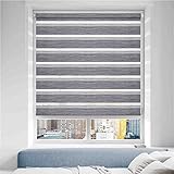 Doppelrollo Klemmfix ohne Bohren/mit Bohren, Duo Rollos für Fenster & Tür Marmor Grau 40x130 (BxH) Lichtdurchlässig & Verdunkelnd Klemmrollo Fensterrollo Sonnenschutz Duo Rollo