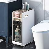 Badezimmer-aufbewahrungsschrank, Multifunktionaler Eckschrank mit transparenten Schubladen und Rollen, schlanker Toilettenpapier-Aufbewahrungsschrank für kleine Räume, Lücken
