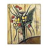 Bernard Buffet berühmtes Wandkunstgemälde. Reproduktionsdruck auf Leinwand: Blumenstrauß. Giclée-Leinwanddrucke und Poster, Leinwanddruck für Wohnzimmer, 30 x 36 cm, gerahmt