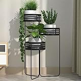 3 Ebenene Blumentopf Ständer - Pflanzenständer Metall, Pflanzentreppe Blumenhocker Für Zu Hause, Stehendes Lagerregal, Mehrschichtiger Pflanzenständer Aus Eisen, Für Balkon Garten (Color : Black)