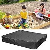 GOLRISEN Sandkasten Abdeckung 150cm*150cm*20cm Sandkastenplane Wasserdichte Staubdichte Sandkastenabdeckung Plane, Staubdichte Plane mit Gummiband für Sandkasten, Pool, Terrase, Garten (Schwarz)