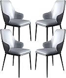 HAVMAK Modernes Küchen-Esszimmerstuhl-Set, Küche, Esszimmerstuhl, 4er-Set, mit ergonomischer Rückenlehne und Karbonstahl-Metallbeinen für Theke, Lounge, Wohnzimmer, Empfangsstuhl (Farbe: Grau)