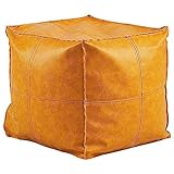 LIULA Quadratisch Sitzpouf PU-Leder Pouf hocker Interne Füllung aus EPS-Partikeln für Zuhause Wohnzimmer Umkleidekabine Schlafzimmer Büro schuhbank sitzbank(Color:Gelb)