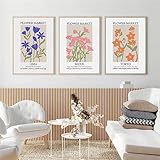 Yafe 3 Stück Einfache und Moderne Nordische Ins Kleine Blumentisch-Wandkunst-Leinwandgemälde-Poster für Wohnzimmer Schlafzimmer Badezimmer Heim Dekoration-60X80Cm Ungerahmt