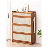 Schuhregal Schuhschrank aus Rattan Cabinet Aufbewahrungsschrank, freistehendes Bambus-Schuhregal für den Eingangsbereich, mit hochklappbaren Türen, dreiseitiges Bar-Design, für Schrank, Flur ( Size :