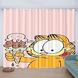 UNAGRI Verdunkelungsvorhang-Set Für Schlafzimmer 3D-Druck Anime Garfield Vorhänge Für Kinderzimmer Schiebegardine Blickdicht Für Dekoration Wohnzimmer Esszimmer (12,280×180BxH (140×180cm×2))