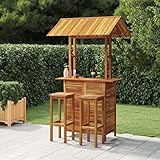 JUNZAI 3-TLG. Gartenbar-Set, Balkonmöbel, Balkon Sitzgruppe, Balkon Möbel, Gartenmöbel, Sitzecke Garten, Balkonset, Terrassen Möbel, Massivholz Akazie