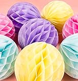 SUNBEAUTY 8er Wabenbälle Pastell Deko Papier Ball 20cm Rosa Lila Gelb Hellblau Seidenpapier Dekoration für Geburtstag Babyzimmer Feier Zeremonie