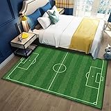 Cartoon-Fußballfeld-Teppich für Jungen, Kinderzimmer, große Fläche, Fußmatten, Ottomane, Wohnzimmer, Schlafzimmer, komplette Nachttischdecke, Fußballfeld, 06, 60 x 120 cm, 23,6 x 47,2 Zoll