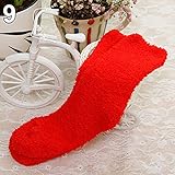 Kalaokei Warme Frauensocken Erwachsene Bodensocken Frauen Mädchen Winter Warm Verdicken Fleece Flauschige Einfarbige Schlafbett Socken Blau