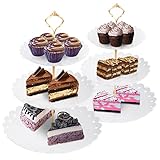 TsunNee 3 Etagen Cupcake Ständer Dessert Tablett, Obst Kekse Süßigkeiten Display-Ständer, gestaffeltes Serviertablett für Weihnachten Hochzeiten Geburtstage Baby Party (Kunststoff, Weiß)