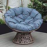 trends4cents PureHaven Lounge Sessel 92x80x80,5 cm aus Rattan Rundkissen drehbar 360 Grad pflegeleicht Elegantes Design verstellbare Kunststofffüßchen Braun/Blau