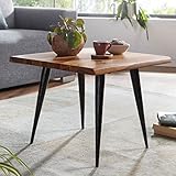 FineBuy Couchtisch 50x50x40 cm Sheesham Massivholz Sofatisch mit Baumkante | Wohnzimmertisch Kaffeetisch Eckig mit Metall-Gestell | Kleiner Tisch Beistelltisch Wohnzimmer Modern