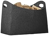 Rubberneck Kaminholztasche XL aus Filz für Holz, Zeitungen, Kaminholz - Filztasche Maße 54 x 30 x 39 cm (Anthrazit)