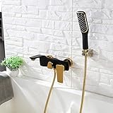 WYCSAD Badewanne/Wanne/Dusche Mischbatterie Badezimmer Badewannenarmaturen mit Duschaufsatz Mischer Wandmontage Dusche Badewannenarmatur Badezimmerarmatur Mischbatterie-Chrom-B (Schwarze Badewannen